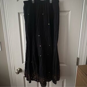 Tokyo Denim Women’s Maxi Skirt Size M Black Sequin Hippie Festival Boho Hippie